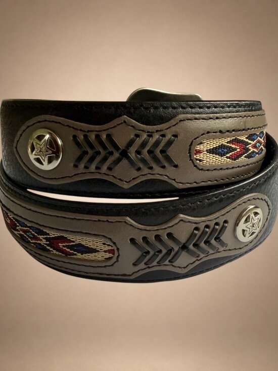 Vintage Western Leather Belt Womens M 34-36 Concho Southwest Black main image 11